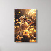 かわいい犬遊はバイオリン キャンバスプリント (正面)