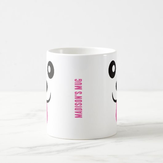 かわいい犬顔目パーソナライズされた舌 コーヒーマグカップ (中央)