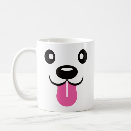 かわいい犬顔目パーソナライズされた舌 コーヒーマグカップ (左)