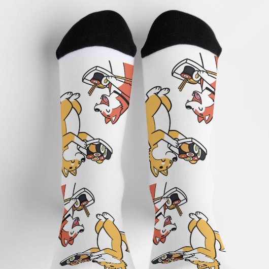 かわいい犬食べの寿司ノベルティ靴下 ソックス (上部)