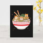 かわいい犬食べラーメン カード (黄色い花)