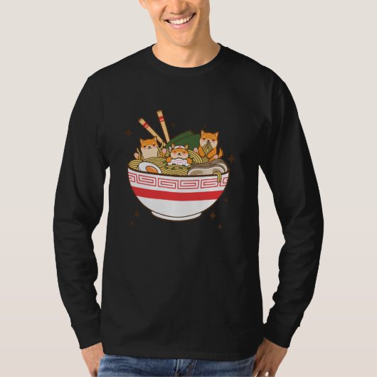 かわいい犬食べラーメン Tシャツ (正面)