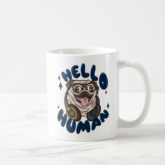 かわいい犬 こんにちは人 コーヒーマグカップ (右)