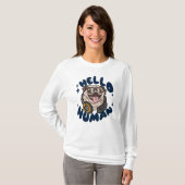 かわいい犬 こんにちは人 Tシャツ (正面フル)