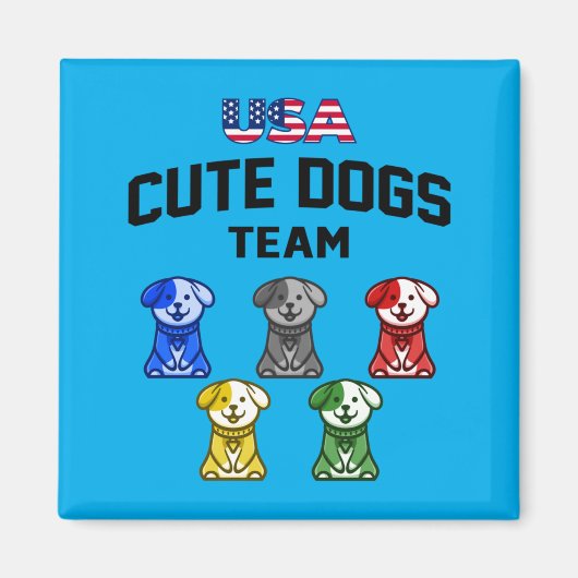 かわいい犬 アメリカ パピーチーム マグネット (正面)