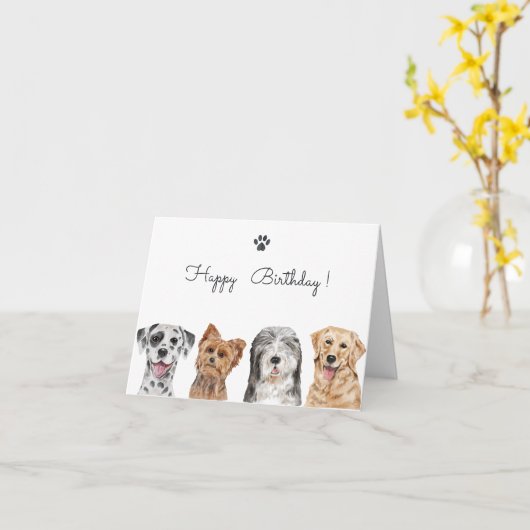 かわいい犬 カード (黄色い花)