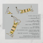 かわいい犬 スイート ニューペット パーティー ハウスパーティー グレー 招待状 (正面/裏面)