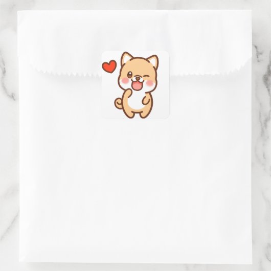 かわいい犬 スクエアシール (バッグ)