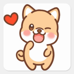 かわいい犬 スクエアシール