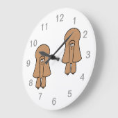 かわいい犬。 チョコレート色のミニチュア/トイプードル ラージ壁時計 (傾斜)