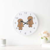 かわいい犬。 チョコレート色のミニチュア/トイプードル ラージ壁時計 (ホーム)