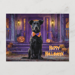 かわいい犬 ハッピーハロウィン お化け屋敷 ポストカード