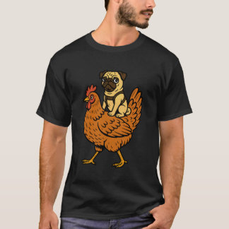 かわいい犬 パグ 鶏 Tシャツ