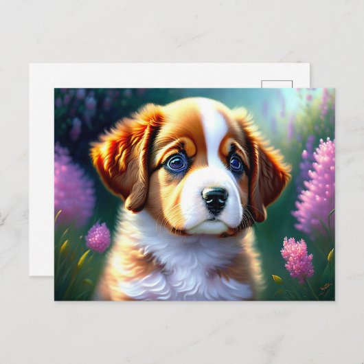 かわいい犬 ポストカード (正面/裏面)