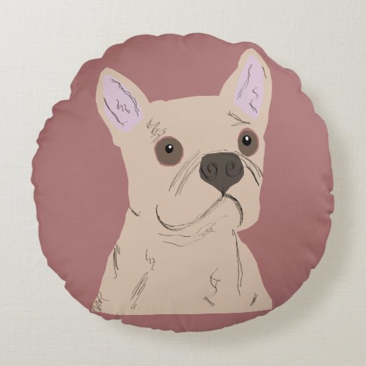 かわいい犬 ラウンドクッション (正面)