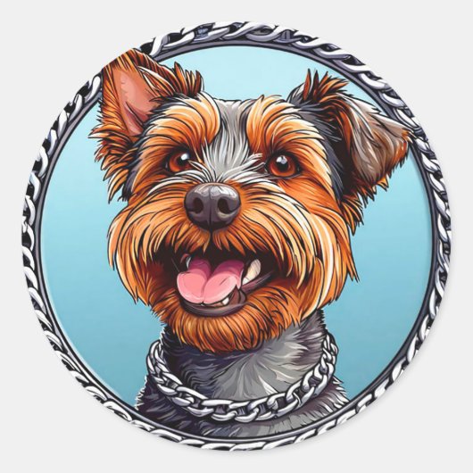 かわいい犬 ラウンドシール (正面)