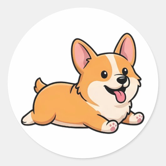 かわいい犬 ラウンドシール (正面)