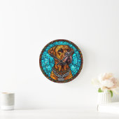 かわいい犬 ラウンド壁時計 (ホーム)