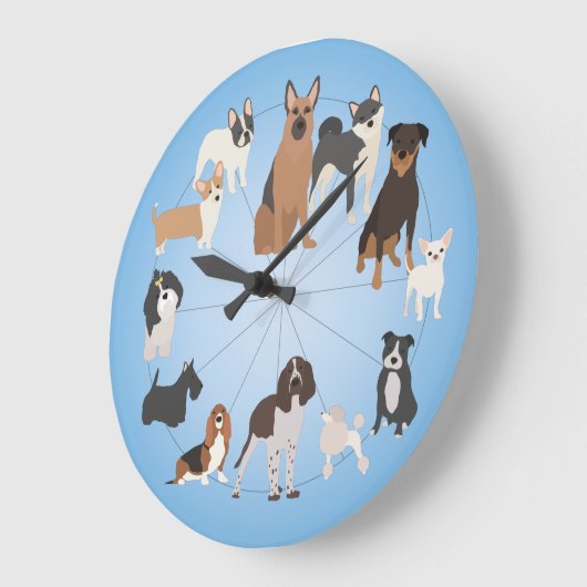 かわいい犬 ラージ壁時計 (傾斜)