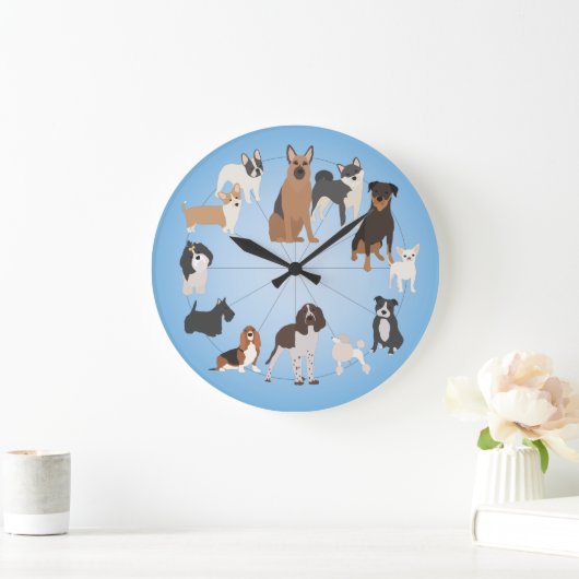 かわいい犬 ラージ壁時計 (ホーム)