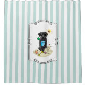 かわいい犬 – 夏のビーチブラックラブラドールレトリバー シャワーカーテン (正面)