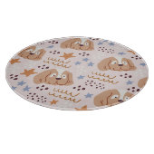 かわいい犬、星、ライン：シームレスなヴィンテージ カッティングボード (角)