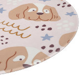 かわいい犬、星、ライン：シームレスなヴィンテージ カッティングボード (角)