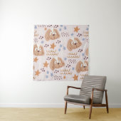 かわいい犬、星、ライン：シームレスなヴィンテージ タペストリー (インサイチュ)