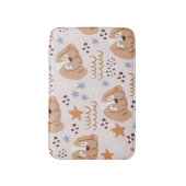 かわいい犬、星、ライン：シームレスなヴィンテージ バスマット (正面縦)