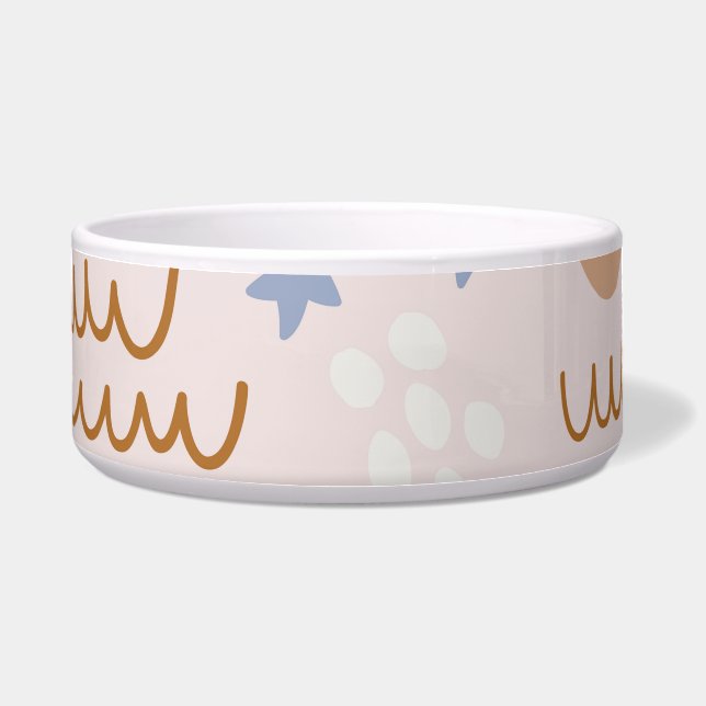 かわいい犬、星、ライン：シームレスなヴィンテージ ボウル (正面)