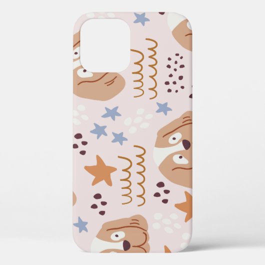 かわいい犬、星、ライン:シームレスなヴィンテージ Case-Mate iPhoneケース (裏面)