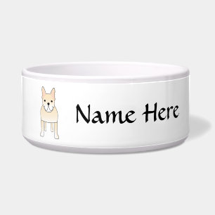 かわいい犬。 淡い色のなクリーム色のフレンチ・ブルドッグ ボウル