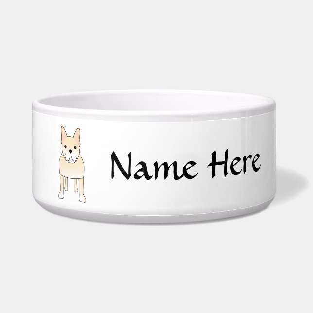 かわいい犬。 淡い色のなクリーム色のフレンチ・ブルドッグ ボウル (正面)