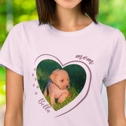かわいい犬 猫 お母さん ハート 写真 足跡プリント Tシャツ