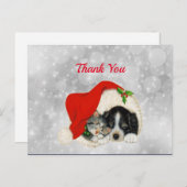 かわいい犬 猫 サンタ キャップ クリスマス ありがとう ポストカード (正面/裏面)