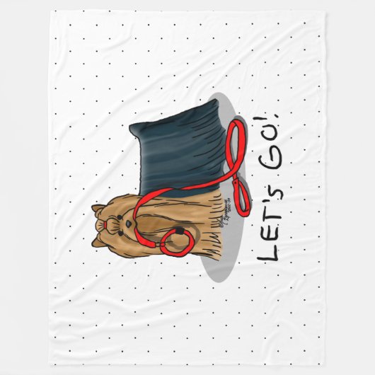 かわいい犬 – 行こう！ヨークシャーテリア(ヨークシャーテリア) フリースブランケット (正面)