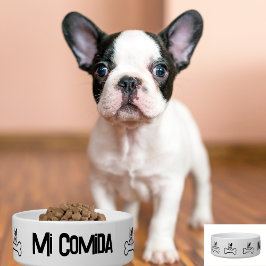 かわいい犬+骨のフレンチブルドッグ、スペイン語、カスタムデザイン ボウル