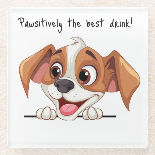 かわいい犬 – Coaster ガラスコースター (正面)
