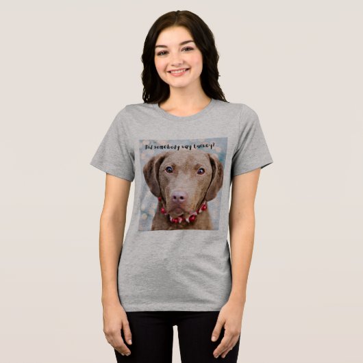 かわいい犬Tシャツデザイン トライブレンドTシャツ (正面全面)