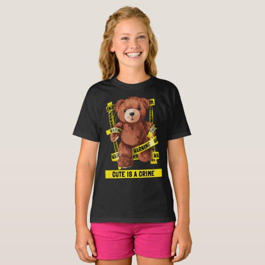 かわいい犯罪者テディベア Tシャツ (正面フル)