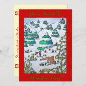 かわいい狐とウサギの雪上げシーンクリスマス招待状 招待状 (正面/裏面)