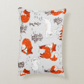 かわいい狐とウサギを使った冬の継ぎ目のない模様。 アクセントクッション (裏面(縦))