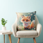 かわいい狐とピンクの弓 クッション (椅子)