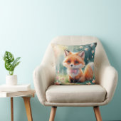 かわいい狐とピンクの弓 クッション (椅子)