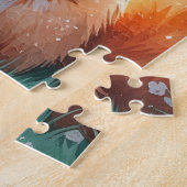 かわいい狐とピンクの弓 ジグソーパズル (側面)