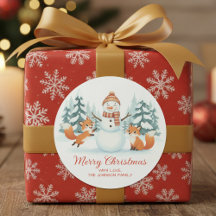 かわいい狐と雪だるま メリークリスマス