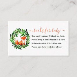 かわいい狐のブックカード 赤ちゃんのシャワー封入カード エンクロージャーカード