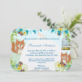 かわいい狐のブンティングガーデン ブライダルシャワーの招待状 招待状 (スタンド正面)