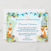 かわいい狐のブンティング ガーデン ブライダル シャワー 招待状 (正面)