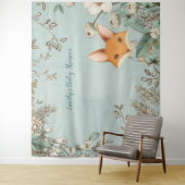 かわいい狐のヴィンテージ ベイビーシャワーの背景 ランドスケープ タペストリー (インサイチュ)